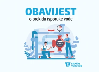 Otežana isporuka pitkom vodom te mogućnost slabijeg pritiska na cijelom vodoopskrbnom sustavu Sisačkog vodovoda od utorka 05.05.2026. do srijede 06.05.2026.